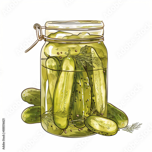 jar of pickled cucumbers, dill pickle
