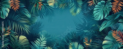 tropical leaves flat design tropical side view dense forest theme water color Complementary Color Scheme © SITTAKAN