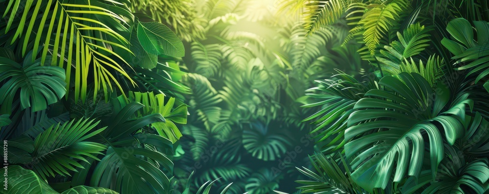 tropical leaves flat design depth front view dense forest theme animation Splitcomplementary color scheme tropical leaves flat design depth front view dense forest theme animation Splitcomplementary color scheme