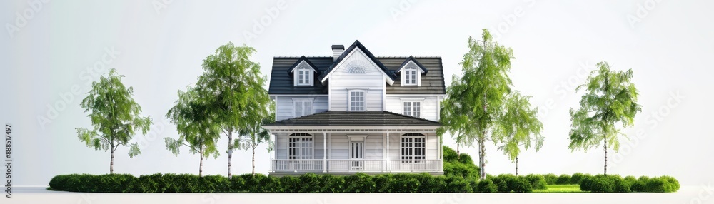 House model with classic design, advanced home security, realistic background, high resolution, detailed architecture House model with classic design, advanced home security, realistic background, high resolution, detailed architecture