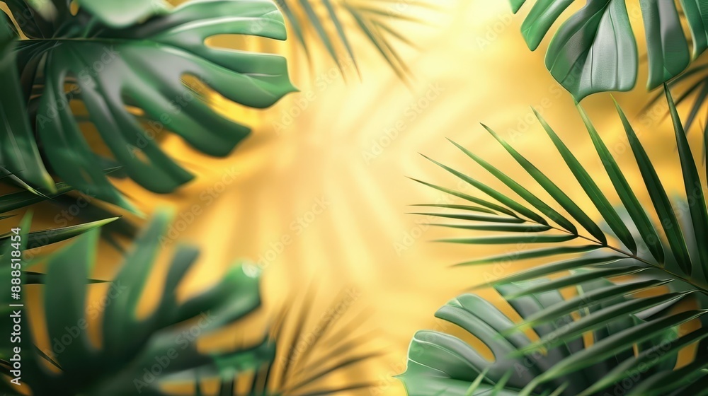 tropical leaves flat design palm front view vacation theme animation vivid tropical leaves flat design palm front view vacation theme animation vivid