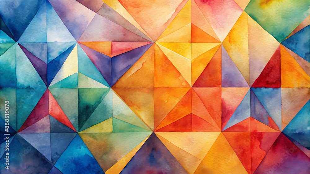 Abstract geometric watercolor painting with overlapping shapes in warm and cool tones, geometric, watercolor, abstract Abstract geometric watercolor painting with overlapping shapes in warm and cool tones, geometric, watercolor, abstract
