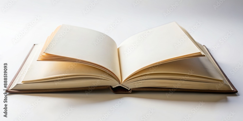 Fototapeta premium Close-up of an open book with blank pages, book, literature, reading, education, learning, writing, library, studying