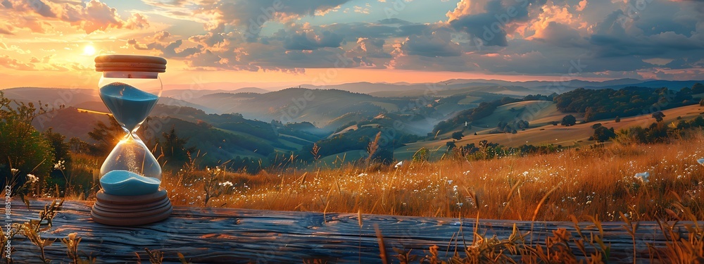 Slow life background with copy space, slowlife with an hourglass and a ...