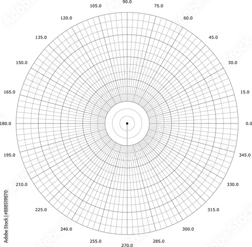 Precision Polar Graph Paper with 3-Degree Angular Divisions ,Circular Grid , polar coordinates