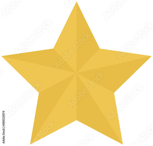 Flat illustration of golden star isolated on white background.