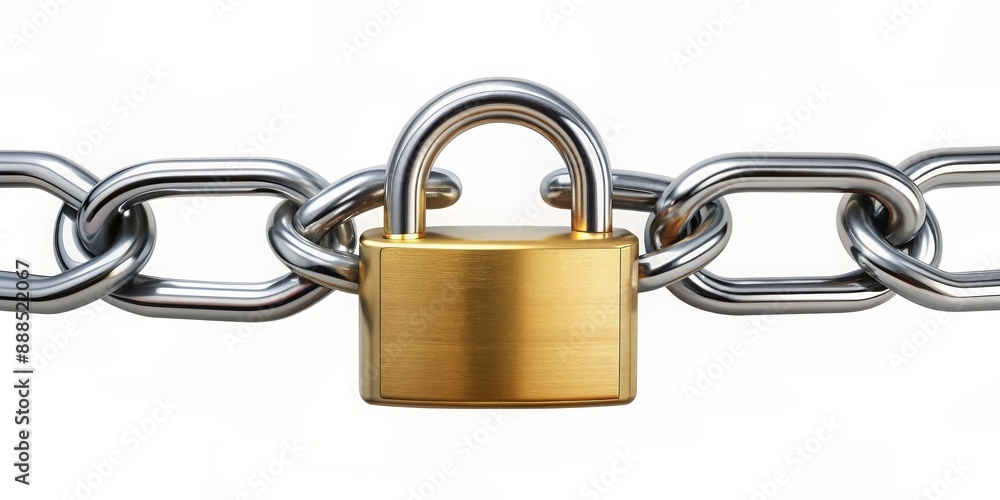 Chain with lock symbolizing security and protection , security, protection, locked, metal, steel, key, safeguard