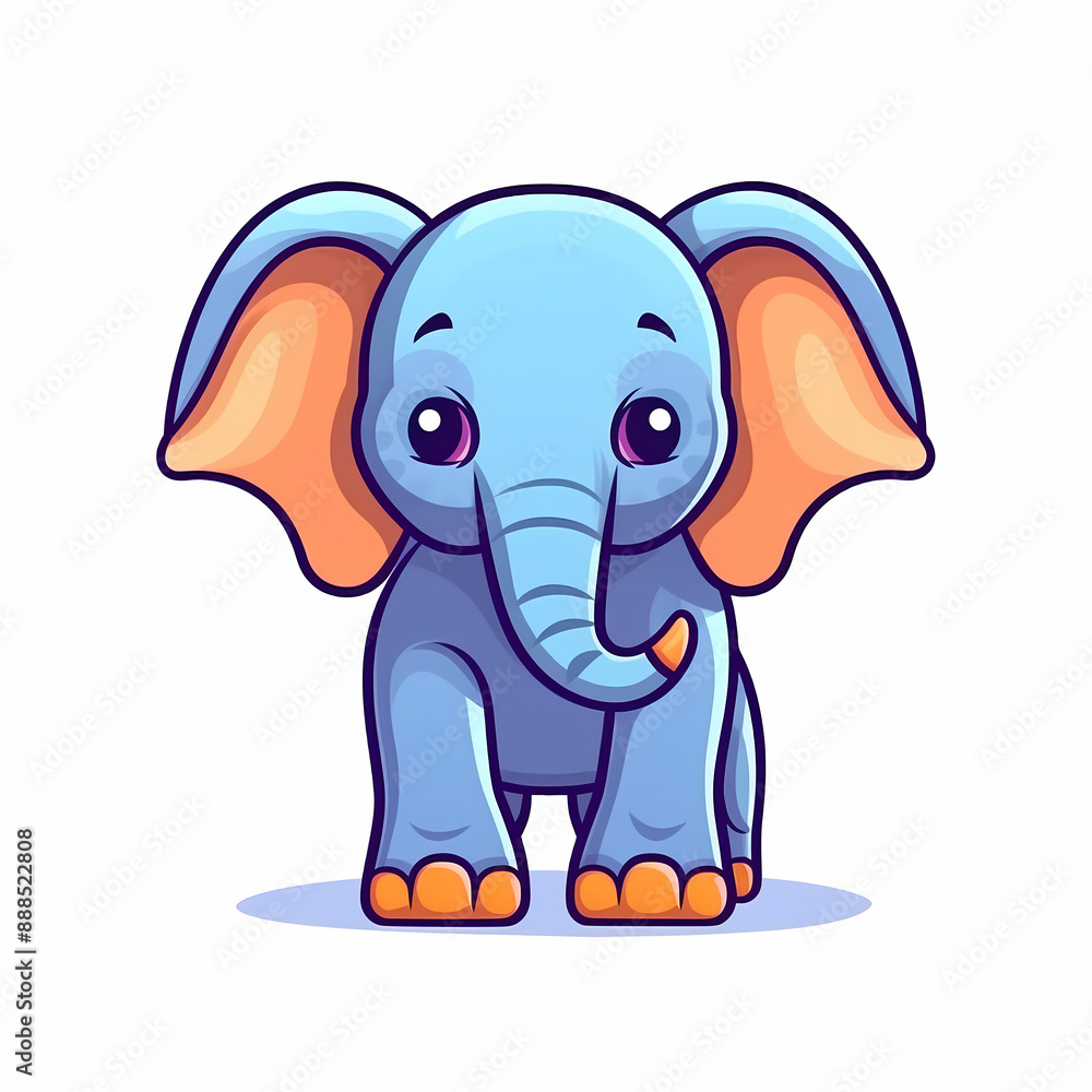 Fototapeta premium Cute cartoon elephant illustration. Generative AI.
