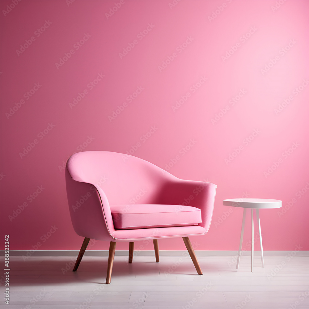 Studio background with pink wall and pink armchair Studio background with pink wall and pink armchair