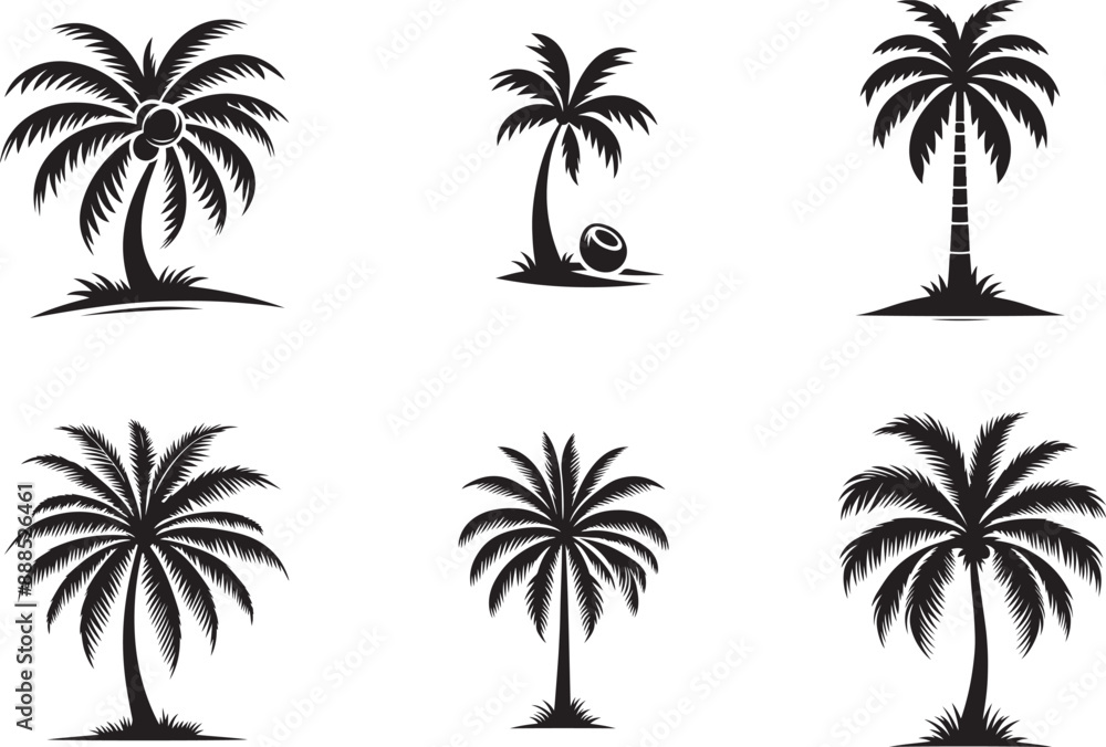 Palm tree icons, palm tree vector logo designs, Palm tree silhouettes, black palm tree vectors, icons, Palm tree icons, palm tree vector logo designs, Palm tree silhouettes, black palm tree vectors, icons,