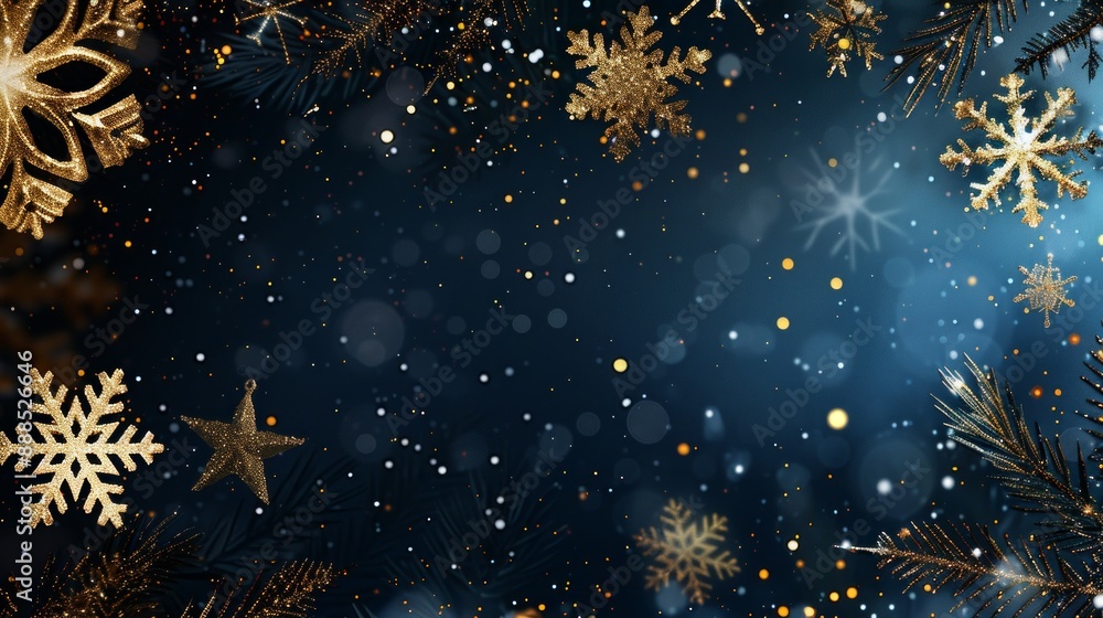 Festive Golden Snowflakes and Twinkling Lights Festive Golden Snowflakes and Twinkling Lights