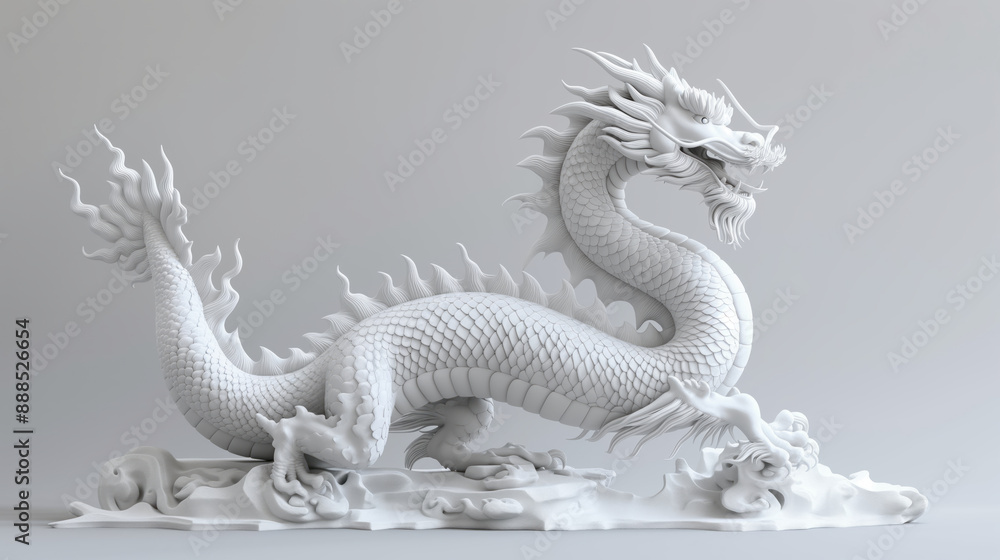 Fototapeta premium 3D Chinese dragon on white background