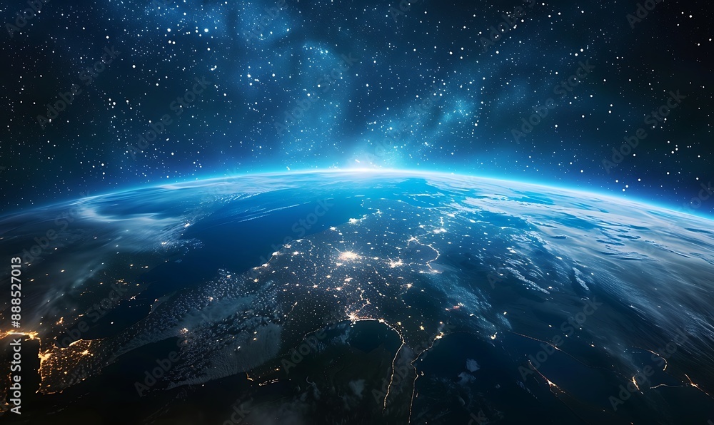 Obraz premium Earth from Space, Night View of Our Planet