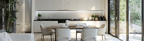 Engaging home improvement, minimalist dining area, realistic setting, high resolution, clean and elegant design photo