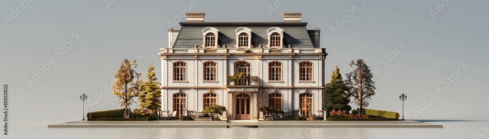 House model, classic design, detailed architecture, home security elements, realistic background, high resolution House model, classic design, detailed architecture, home security elements, realistic background, high resolution