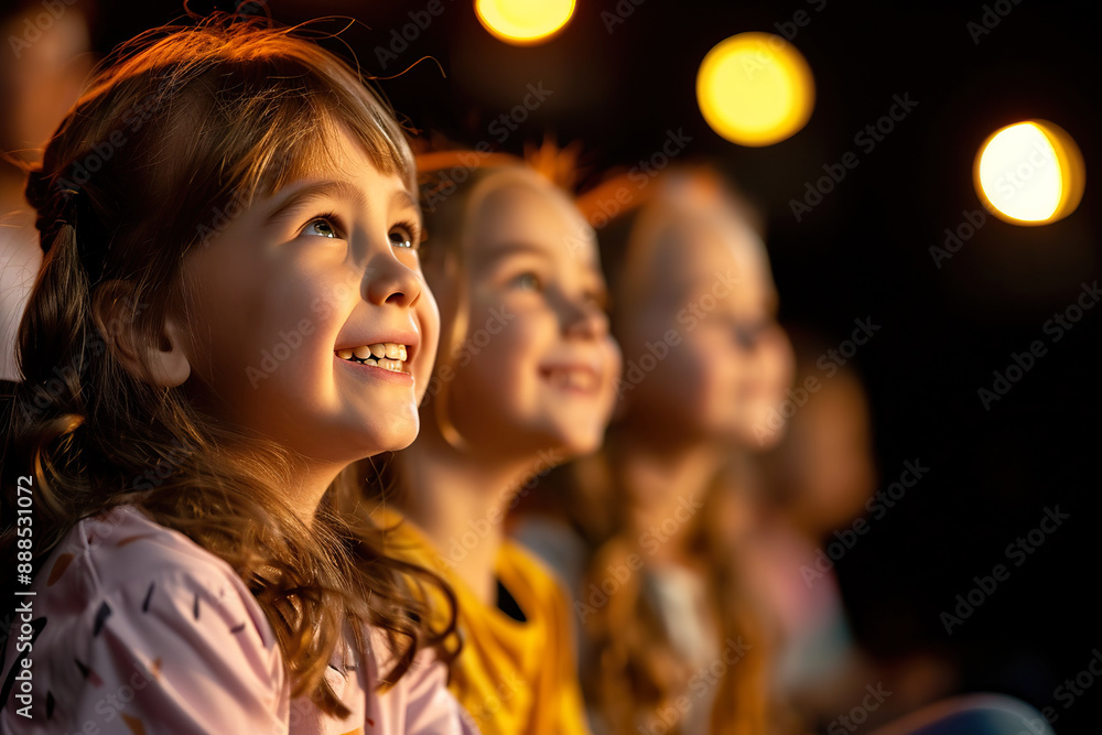 A group of children are sitting in a theater, smiling and laughing, generative ai image. A group of children are sitting in a theater, smiling and laughing, generative ai image.