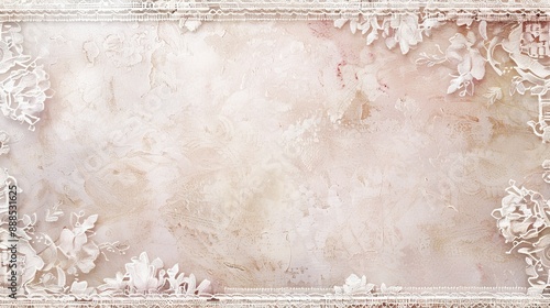 Elegant Edwardian Background with Delicate Lace Patterns and a Pearlescent White Frame photo