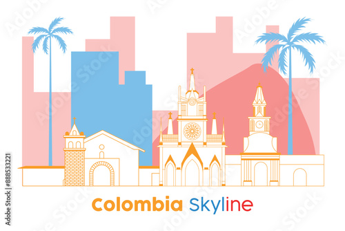 Colombia skyline Modern cityscape Vector illustration