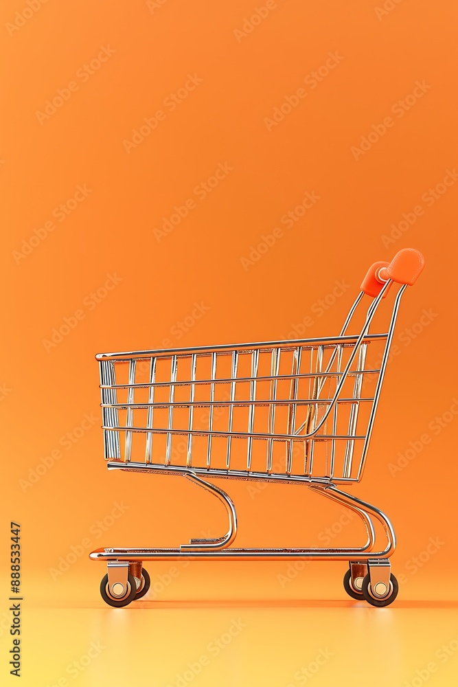 High-resolution 3D render of ShopHaw cart on orange backdrop, blank space to the left for text. High-resolution 3D render of ShopHaw cart on orange backdrop, blank space to the left for text.