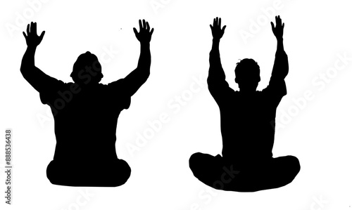 silhouette of people with arms outstretched