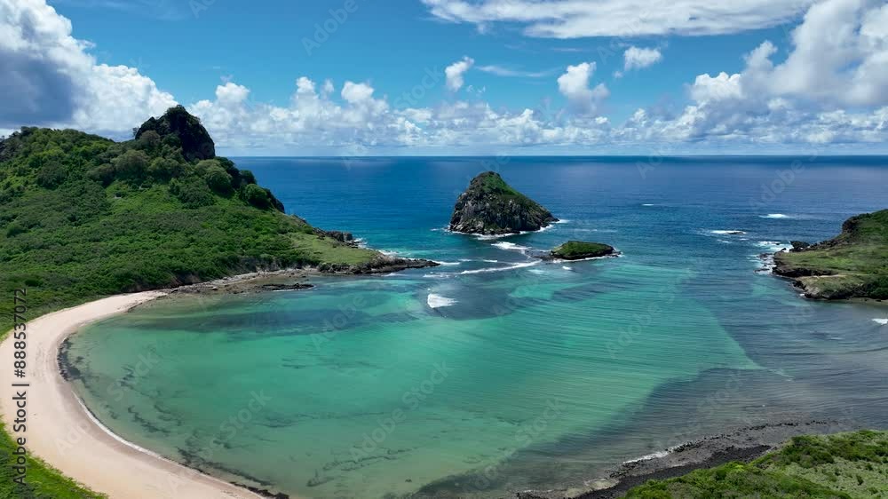 Sueste Bay At Fernando De Noronha Rio Grande Do Norte Brazil. Bird Eye View Of A Amazing Coastal Beach In The Summer Holiday. Holiday Skyline Peaceful Stunning. Holiday Waterfront Shore. Sueste Bay At Fernando De Noronha Rio Grande Do Norte Brazil. Bird Eye View Of A Amazing Coastal Beach In The Summer Holiday. Holiday Skyline Peaceful Stunning. Holiday Waterfront Shore.