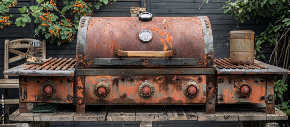 Rustic Outdoor Grill with Industrial Design Rustic Outdoor Grill with Industrial Design