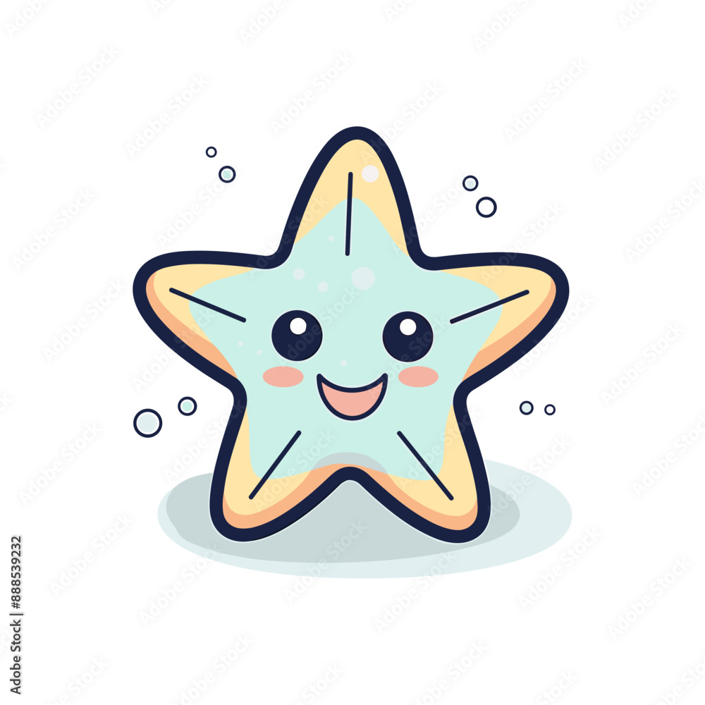 Simple and rounded lines cartoon cute seastar white background Simple and rounded lines cartoon cute seastar white background