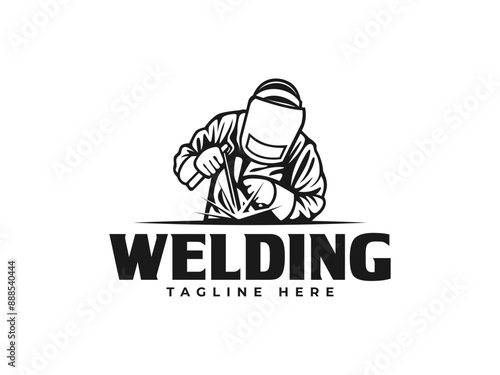 welding logo vector illustration. welder logo template