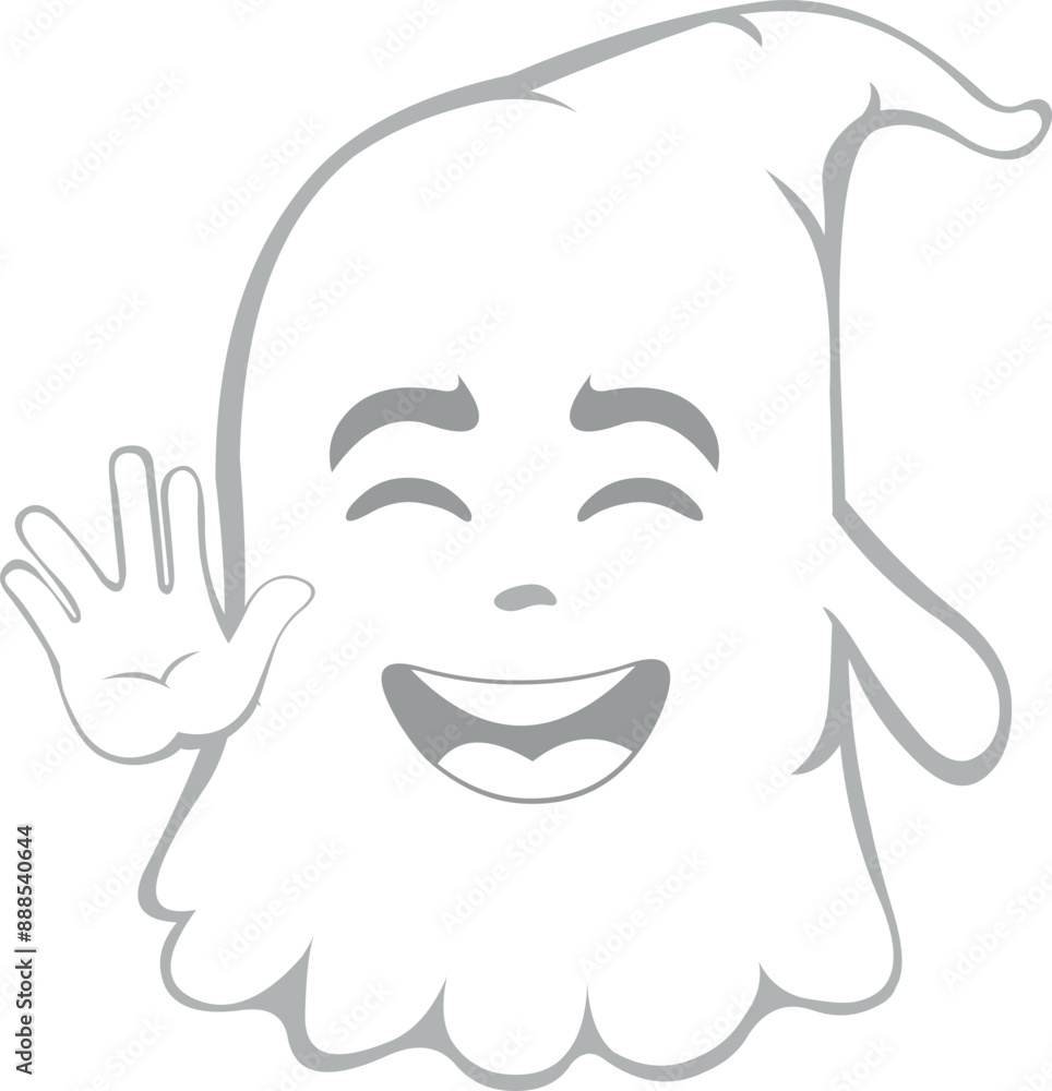 vector illustration character ghost cartoon, with a happy expression and doing vulcan salute with his hand vector illustration character ghost cartoon, with a happy expression and doing vulcan salute with his hand