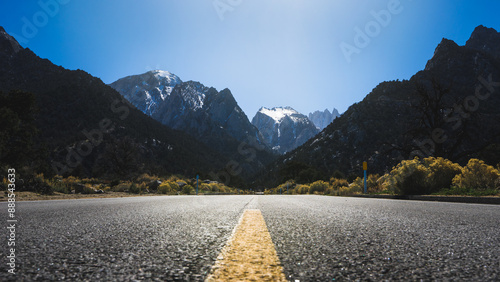 Low Angle shot from the road leading up to Mount Whitney, CA