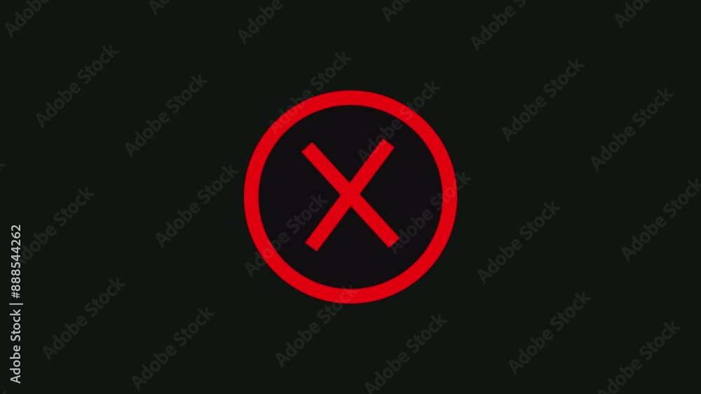 Red mark icon animation on black background. Red mark icon animation on black background.