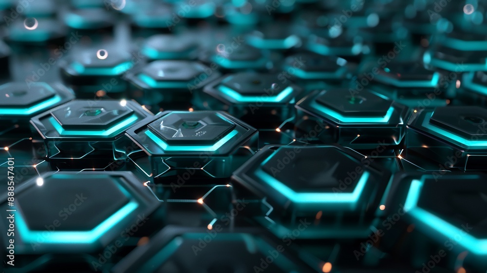 Abstract Hexagon Pattern with Glowing Blue Edges Abstract Hexagon Pattern with Glowing Blue Edges