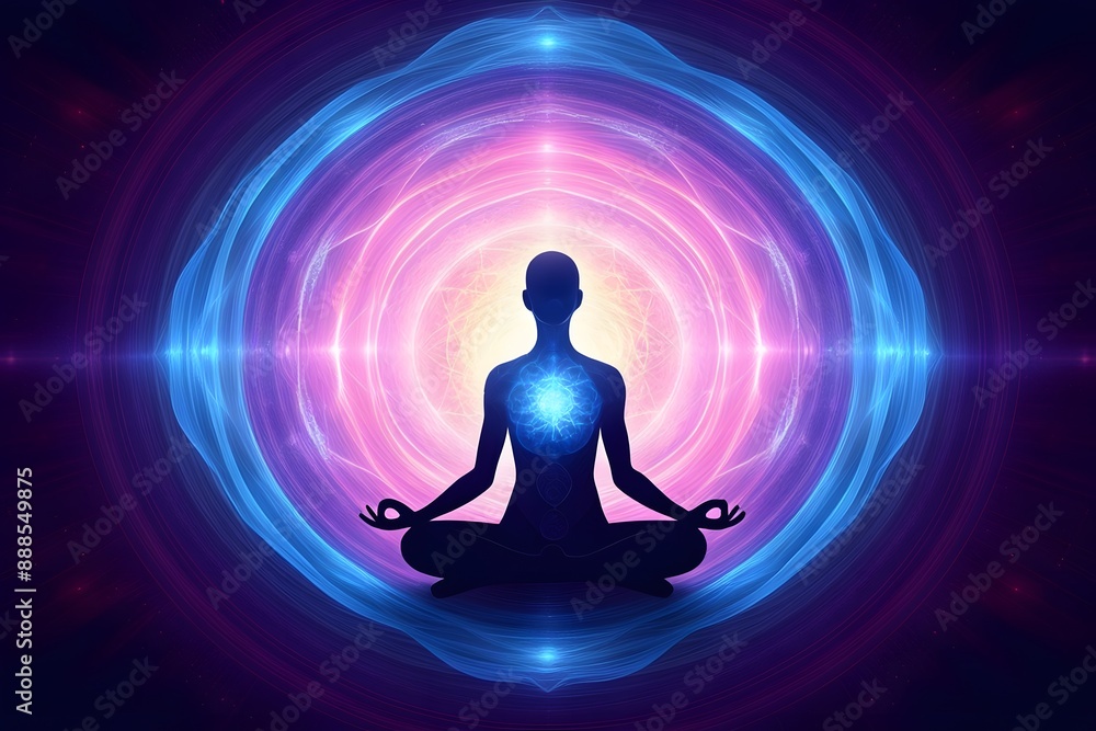 Abstract illustration human meditation enlightenment aura mindful and spiritual concept background. Abstract illustration human meditation enlightenment aura mindful and spiritual concept background.