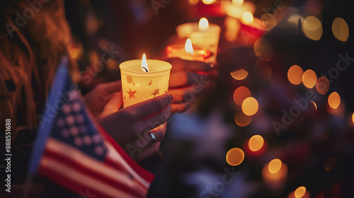 Patriot day with people holding candles