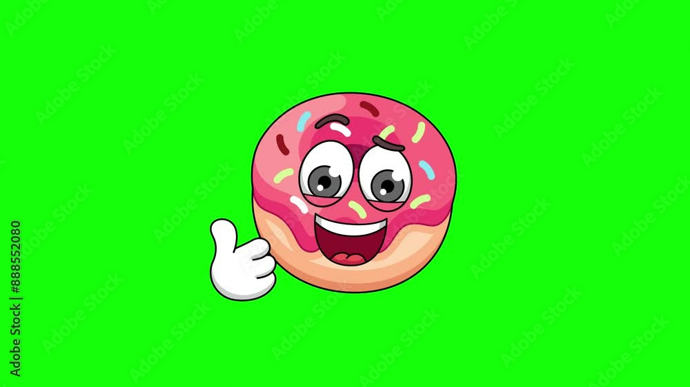 donuts emoticon emoji with a face savoring food, cartoon animation donuts emoticon emoji with a face savoring food, cartoon animation