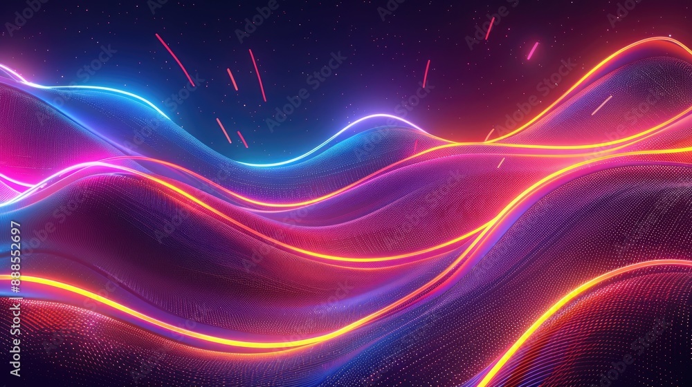 Create a stunning Big Neon Wave Background with beautiful shapes AI generated Create a stunning Big Neon Wave Background with beautiful shapes AI generated