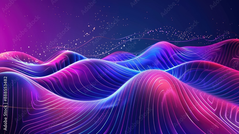 Obraz premium Develop an alluring Big Neon Wave Background with mesmerizing shapes AI generated