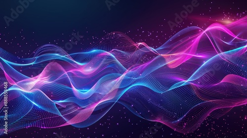 Develop a modern Big Neon Wave Background highlighted by flowing shapes AI generated