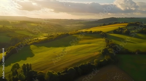 Aerial view of rolling countryside near Bren photo