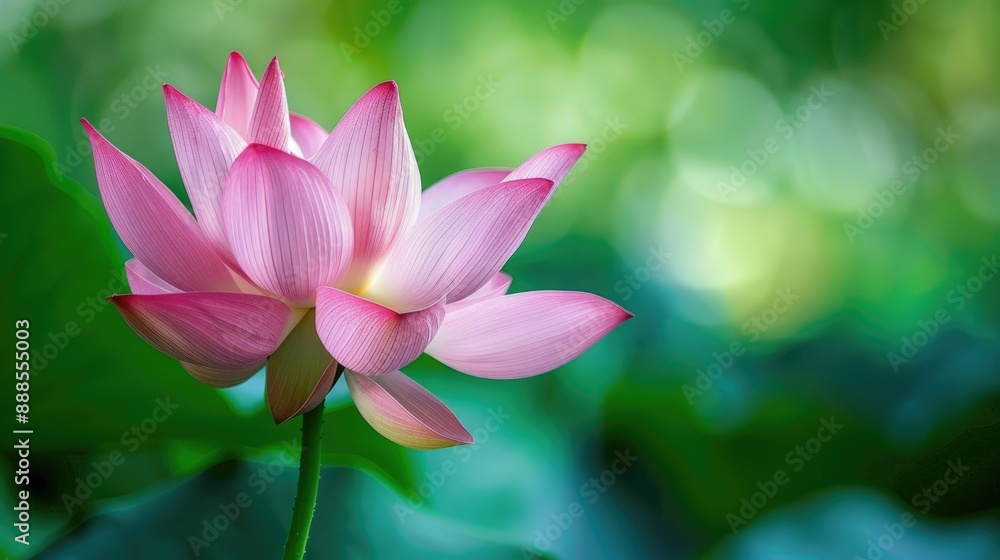 Lotus flower in full bloom with vibrant pink petals and a green background AI generated Lotus flower in full bloom with vibrant pink petals and a green background AI generated