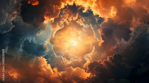 Fototapeta Naklejka Na Ścianę i Meble -  Celestial portal amidst heavenly clouds
