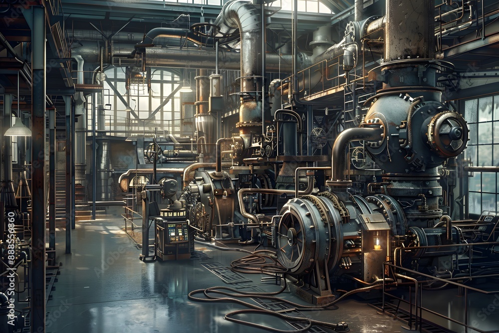 Realism of Illustrate the harmony of human ingenuity and machinery in an industrial context. very detailed Realism of Illustrate the harmony of human ingenuity and machinery in an industrial context. very detailed