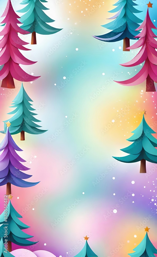 Obraz premium christmas background with trees and snowflakes
