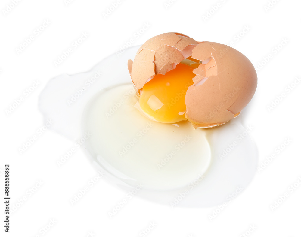 Broken raw egg with shell isolated on white Broken raw egg with shell isolated on white