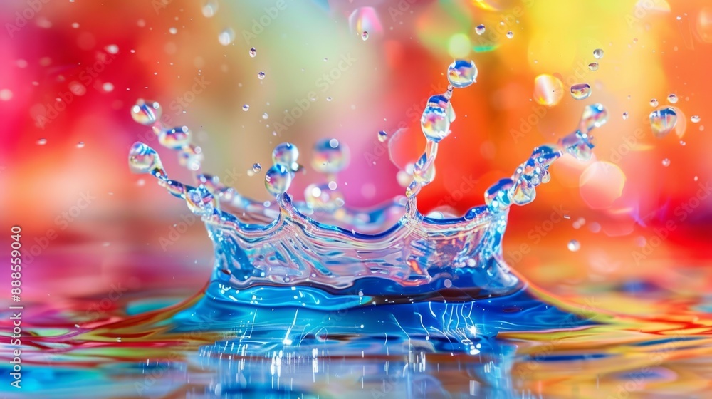 colorful water splash with glass bottom, capturing reflections and transparencies generative ai colorful water splash with glass bottom, capturing reflections and transparencies generative ai