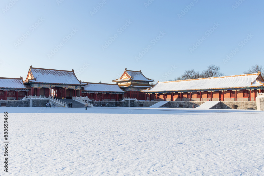 snow view of the Forbidden City snow view of the Forbidden City