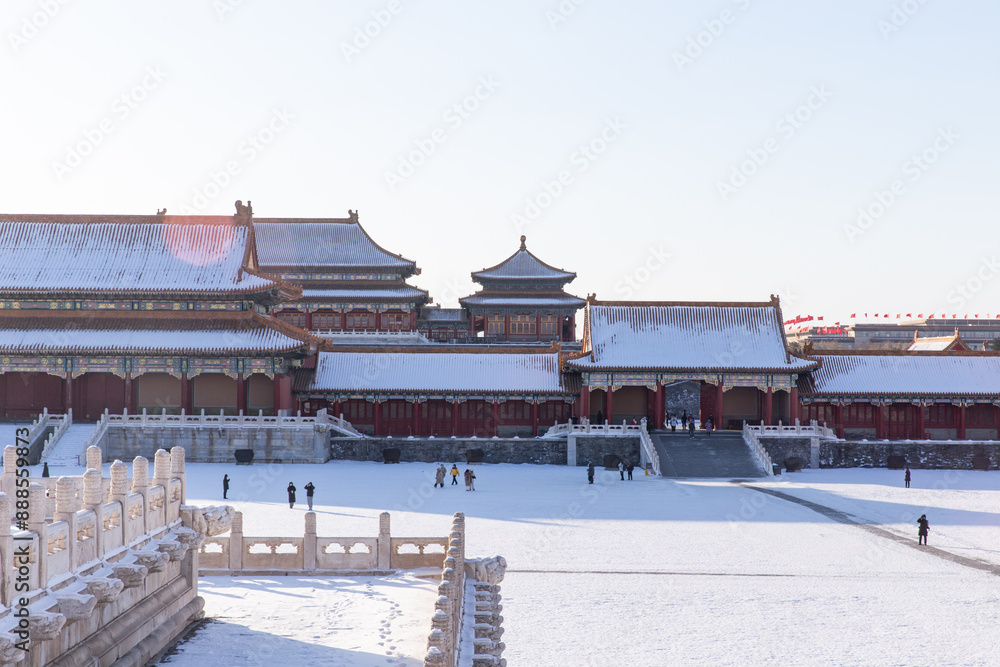 China Forbidden City snow scene China Forbidden City snow scene