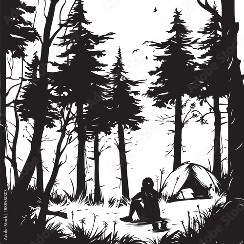 camping in the forest