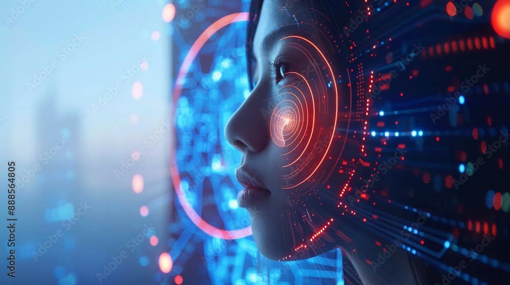 Digital Portrait of a Woman in a Futuristic Setting Digital Portrait of a Woman in a Futuristic Setting