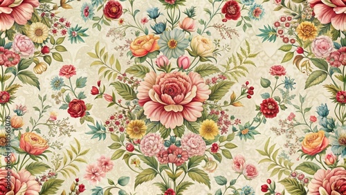 Wallpaper Mural An intricate seamless vintage floral pattern with whimsical elements, floral, seamless, vintage, intricate, whimsical Torontodigital.ca
